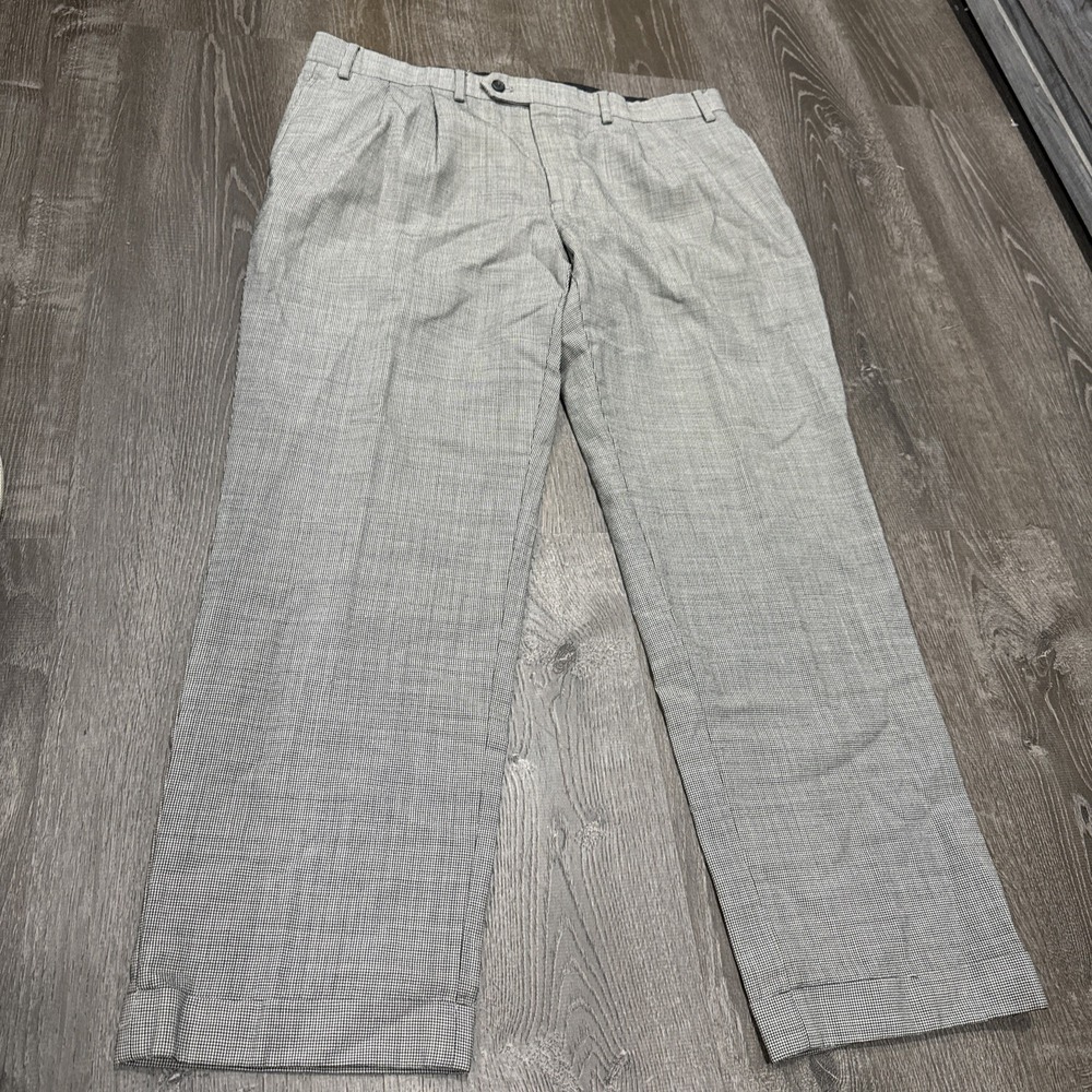 Lauren Ralph Lauren VTG Houndstooth Trousers 100% WOOL Mens 38x29 Pleated Cuff
